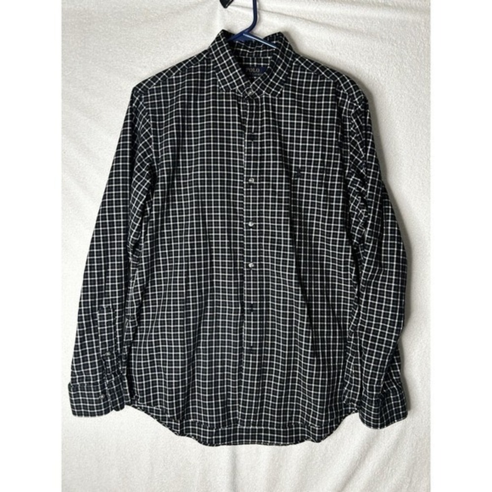 Polo Ralph Lauren Men's Long Sleeve Black And White Checkered Size Large
